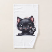 Schattige zwarte Kawaii-kat Bad Handdoek (Handdoek)