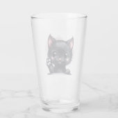 Schattige zwarte Kawaii-kat Glas (Achterkant)