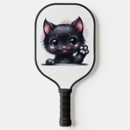 Schattige zwarte Kawaii-kat Pickleball Paddle