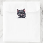 Schattige zwarte Kawaii-kat Vierkante Sticker (Tas)