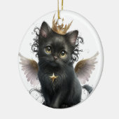 SCHATTIGE ZWARTE KITTEN MET ENGELENVLEUGELS KERAMISCH ORNAMENT (Links)