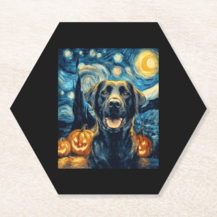 Schattige Zwarte Labrador Hond Halloween Jack O La Kartonnen Onderzetters