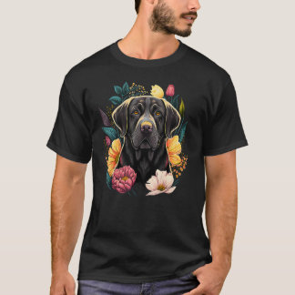 Schattige zwarte Labrador-hond op zwarte Labrador- T-shirt