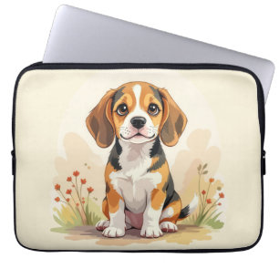Schattige zwarte, lichtbruine en witte driekleurig laptop sleeve