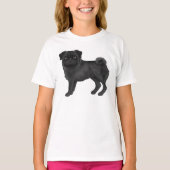 Schattige zwarte pug Hondenras ontwerpillustratie T-shirt (Voorkant)