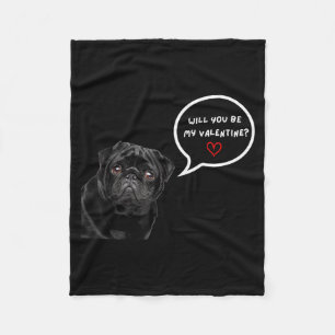 Schattige zwarte pug Valentijnsdag grappige kleren Fleece Deken