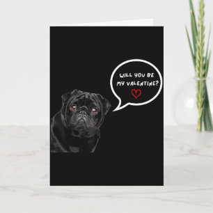 Schattige zwarte pug Valentijnsdag grappige kleren Kaart