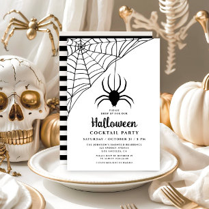 Schattige Zwarte Spin Halloween Cocktailparty Kaart