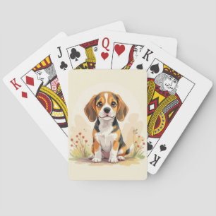 Schattige zwarte tan & witte driekleurige Beagle P Pokerkaarten