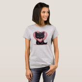 Schattige zwarte Valentijn kitten T-shirt (Voorkant volledig)