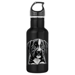 Schattige Zwarte & Witte Puppy – Waterfles voor Ho