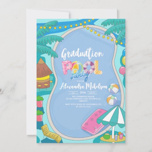 Schattige zwembadfeest, Afstuderen Kaart (Voorkant)