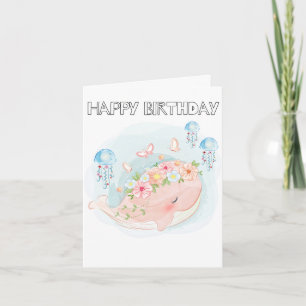 Schattige Zwemwalvis Happy Birthday Kaart