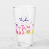 Schattige Zwirly Silhouette Katten Glas (Achterkant)