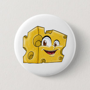 Schattige Zwitserse Kaas Grappig Cartoon Karakter Ronde Button 5,7 Cm
