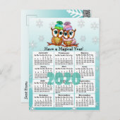 Schattigee 2020 grillige uilen minikalender briefkaart (Voorkant / Achterkant)