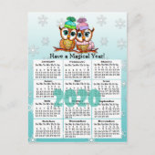 Schattigee 2020 grillige uilen minikalender briefkaart (Voorkant)