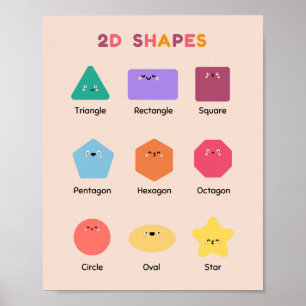 Schattigee 2D Vormt Leren in het Schoolonderwijs Poster
