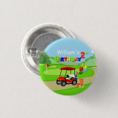 Schattigee 2e Verjaardag Rode Golfkar Jongen's Ronde Button 3,2 Cm (Voorkant /achterkant)