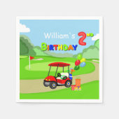 Schattigee 2e Verjaardag Rode Golfkar Jongen's Servet (Voorkant)