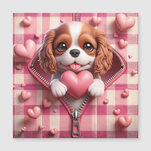 Schattigee 3D Puppy op een roze en witte achtergro (Voorkant)