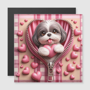 Schattigee 3D Puppy op een roze en witte achtergro