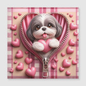 Schattigee 3D Shih Tzu op een roze en witte achter (Voorkant)