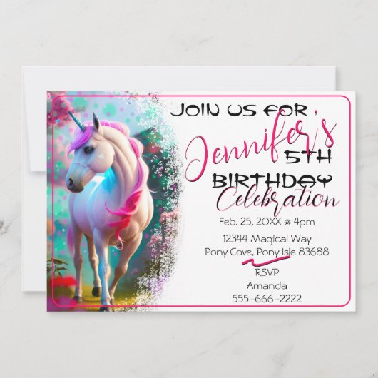 Schattigee 3D Spirit Eenhoorn Pony 33 Verjaardagsu Kaart (Voorkant)