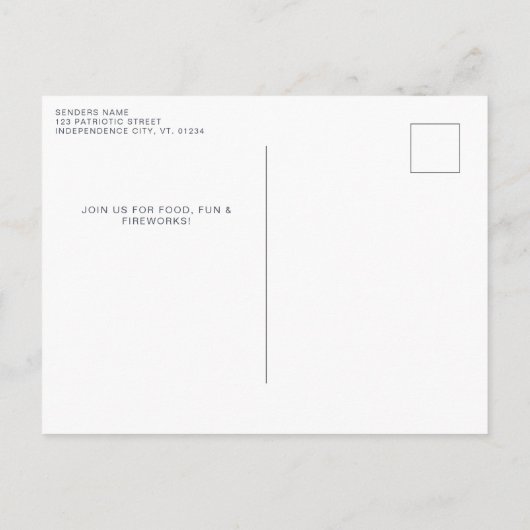 Schattigee 4 juli rood wit blauw patriottische Koe Uitnodiging Briefkaart (Achterkant)