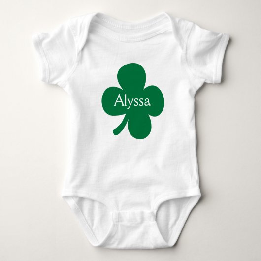 Schattigee 4 Leaf Clover Gepersonaliseerde St Patr Romper (Voorkant)
