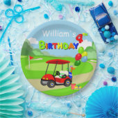 Schattigee 4e Verjaardag Rode Golfkar Jongen's Papieren Bordje (Feest)