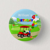 Schattigee 4e Verjaardag Rode Golfkar Jongen's Ronde Button 3,2 Cm (Voorkant)