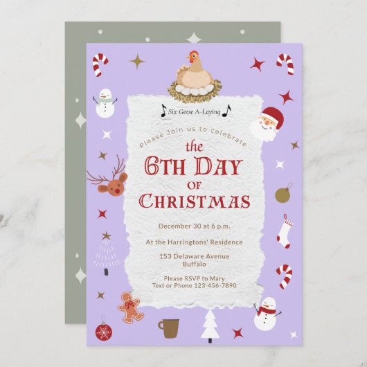 Schattigee 5e dag van Kerstmis Zes Ganzen-A Legpar Kaart (Voorkant / Achterkant)