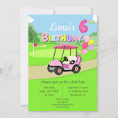 Schattigee 6e verjaardag Polka Dot Pink Girly Golf Kaart (Voorkant)