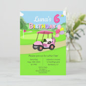 Schattigee 6e verjaardag Polka Dot Pink Girly Golf Kaart (Staand voorkant)