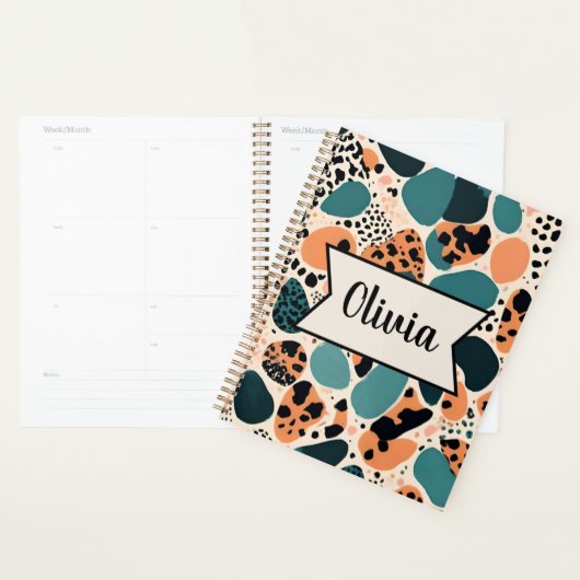 Schattigee aangepaste dierenafdruk planner (Display)