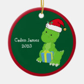 Schattigee aangepaste dinosaurus Kinder kerstcadea Keramisch Ornament (Voorkant)