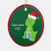 Schattigee aangepaste dinosaurus Kinder kerstcadea Keramisch Ornament (Links)