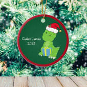 Schattigee aangepaste dinosaurus Kinder kerstcadea Keramisch Ornament