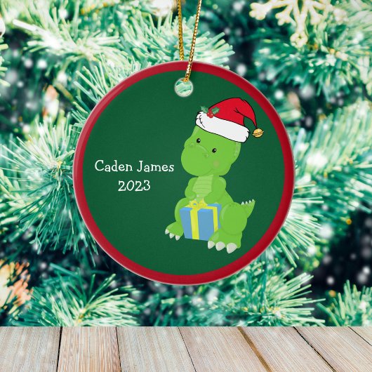 Schattigee aangepaste dinosaurus Kinder kerstcadea Keramisch Ornament