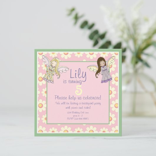 Schattigee aangepaste engelenfee verjaardagsfeestj kaart (Staand voorkant)