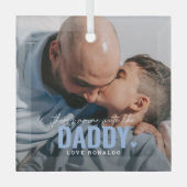 Schattigee Aangepaste Foto Keepsake DADDY Gift Ker Glas Ornament (Voorkant)