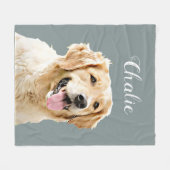 Schattigee aangepaste Golden Retriever Dog geperso Fleece Deken (Voorkant (Horizontaal))