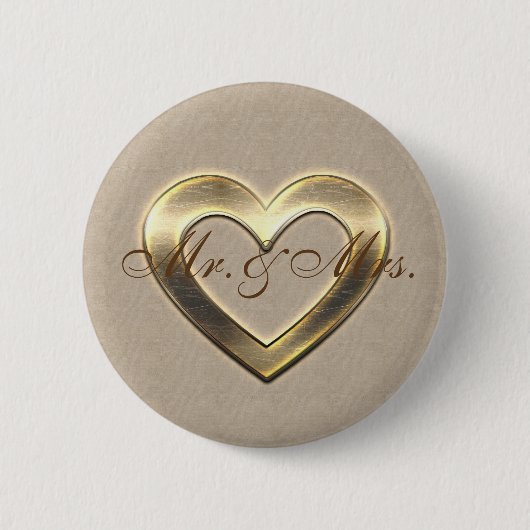 Schattigee Aangepaste Gouden Hart Button (Voorkant)
