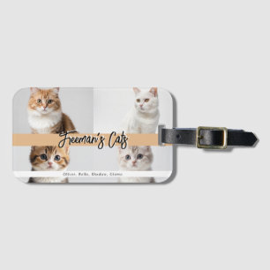 Schattigee aangepaste kattenfotofamilie bagagelabel
