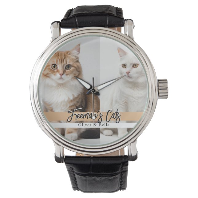 Schattigee aangepaste kattenfotofamilie horloge (Voorkant)