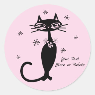Schattigee aangepaste kleur/tekst retro mod zwart ronde sticker