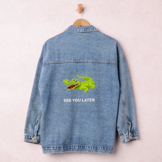 Schattigee aangepaste krokodil en tekst denim jacket (Hangar)