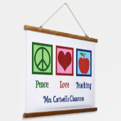 Schattigee aangepaste leraar klaslokaal Peace Love Hangend Wandkleed (Gebogen)