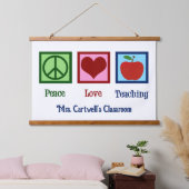 Schattigee aangepaste leraar klaslokaal Peace Love Hangend Wandkleed (Slaapkamer)
